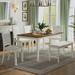 Rubberwood Dining Table Set Kitchen Table Set with Rectangular Table, 4 Padded Dining Chairs and Upholstered Bench for Kitchen