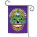 Purple Yellow Animal Spirits Sugar Skull Outdoor Garden Flag 18"x12.5"