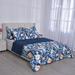 HOMESMART Navy Digital Flower Print Polyester 5pcs Comforter Set Gifts