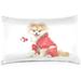 Dog in A Red Costume Velvet Oblong Lumbar Plush Throw Pillow Cover/Shams Cushion Case 20x30in Decorative Invisible Zipper Design for Couch Sofa Pillowcase Only