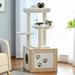 Cat Tower with Hidden litter Box Furniture Cat Scratching Posts Beige