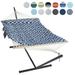 Hammock Double Hammock with Stand Two Person Cotton Rope Hammock 147.6(L)*52(W)*47.6(H) - Dark Blue