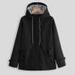 HAXMNOU Jackets For Women Women Solid Rain Outdoor Plus Waterproof Hooded Raincoat Windproof Jacket Coat Womens Windbreaker Rain Jacket Women Black XXXL