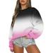 Oalirro Fashion Womens Workout Tops Womens Hoodies Long Sleeve Round Neck Pullover Gradient Christmas Gifts Comfort Sweatshirts Pink Fashion Gifts for Her