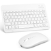 Rechargeable Bluetooth Keyboard and Mouse Combo Ultra Slim Full-Size Keyboard and Ergonomic Mouse for Phones and All Bluetooth Enabled Mac/Tablet/iPad/PC/Laptop - Pure White