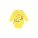 Carter's Long Sleeve Onesie: Yellow Print Bottoms - Size 3 Month