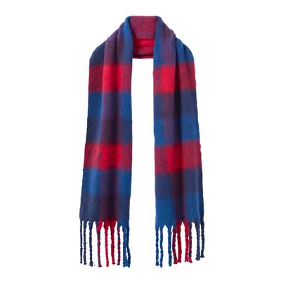 Plus Size Women's Fringed Plaid Scarf by Roaman's in Red