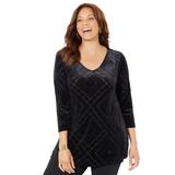 Plus Size Women's AnyWear Burnout V-Neck Tunic by Catherines in Black Geo Burnout (Size 3X)