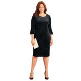 Plus Size Women's AnyWear Velvet Burnout Bell Sleeve Dress by Catherines in Black Geo Burnout (Size 6X)
