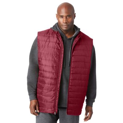 Men's Big & Tall Packable puffer vest by KingSize in Rich Burgundy (Size 7XL)