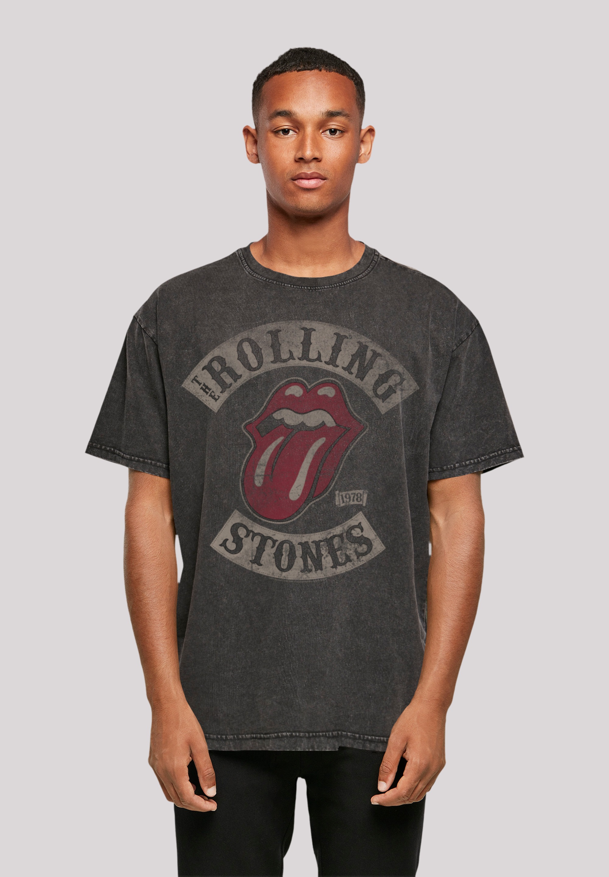 T-Shirt F4NT4STIC "The Rolling Stones Tour '78 Vector", Herren, Gr. M, schwarz, Obermaterial: 100% Baumwolle, oversize, Rundhals, ohne Bündchen, Shirts, Premium Qualität Image