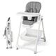GYMAX Baby High Chair, Folding Infant Highchair with Removable Double Tray, Storage Basket, 5-Point Harness & Wheels, Adjustable Toddler Dining Feeding Chairs for 6-36 Months (Grey)