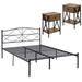 Vecelo Iron Platform Configurable Bedroom Set Metal in Brown | 54.4 W in | Wayfair KHD-F38-BLK&KHD-DC-NS01-BROWN-A2