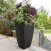 Mayne Inc. Vernamae Resin Pot Planter w/ Water Reservoir Resin/Plastic in Black/Brown | 38 H x 20 W x 20 D in | Wayfair MP8888BK