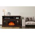 Red Barrel Studio® 58" Farmhouse Classic Cabinet comes w/ an 23" electric fireplace & 3-Pcs Storage boxes in Brown | Wayfair