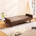 Ebern Designs Minush 75.13" Velvet Sleeper Wood/Velvet in Brown | 31.13 H x 75.13 W x 34.13 D in | Wayfair 176BF948B9A74E699FA06107D72F11F2