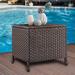 Ebern Designs Outdoor Wicker Side Table Patio Coffee Table w/ Storage End Square Table Wicker/Rattan in Brown | 19.3 H x 20.9 W x 20.9 D in | Wayfair