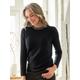 Avena Damen Rundhals-Pullover Schwarz einfarbig