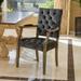 Contemporary Velvet Tufted Dining Arm Chair Charcoal and Oak - 23.75" x 39"