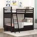 Twin over Twin Wood Bunk Bed with Two Storage Drawers with Headboard & Footboard, Full-Length Guardrail Top Bunk for Kids Teens