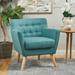 Buttoned Mid Century Modern Dark Teal Fabric Club Chair Dark Teal - 27.6" x 31.50"