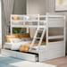 Twin over Full Wood Bunk Bed with Storage Drawers and Stairway with Headboard & Footboard, Full-Length Guardrail Top Bunk