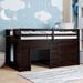 Classic Elegant Twin Loft Bed House Bed with Cabinet and Shelf