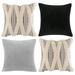 Decorative Throw Pillows Set of 4 Soft Corduroy Striped Velvet & Boho Woven Cross Tufted Series Cushion Bundles for Sofa Couch Bedroom Black & Gray & Beige 18 x 18 Inch