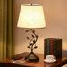 Kakanuo USB Table Lamp Bedside Lamp with Dual USB Charging Ports 25 Traditional Nightstand Lamp D