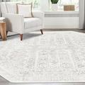 Contemporary Trabzon Collection Area Rug Cream-Gray - 7 x7 Octagon