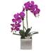 Jenny Silks Real Touch Purple Orchids & Geodes Arrangement in Silver Ceramic Pot