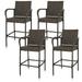 Set of 4 Patio Wicker Barstool Patio Bar Stools Brown Indoor Outdoor