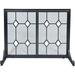 Glass Diamond Design Wrought Iron Panel Screen with Doors Black & Glass