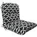 Outdoor Indoor High Back Chair Tufted Cushions Comfort Replacement Patio Seating Cushions (Black White Flower)
