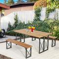 BESTCOSTY 6-Person Outdoor Patio Dining Table Set with 2 Inch Umbrella Hole