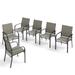 4/6 Pieces Patio Dining Chairs 3-Color Outdoor Textilene Dining Chairs Brown-6 Pieces