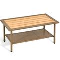 Mcferran s Inc Fernald Outdoor Wicker Coffee Table Rattan Rectangle Dining Table Brown