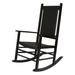 Porch & Den Corvin Hybrid Rattan and Wood Outdoor Patio Rocking Chair Black