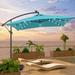 LIVOOSUN Outdoor Patio Umbrella Square Canopy Offset LED Umbrella Lake Blue