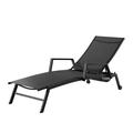 Corvus Sorrento Outdoor Sling Fabric Adjustable Chaise Lounge with Arms Black - 1 Lounge