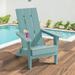LIVOOSUN Foldable Adirondack Chair Outdoor Wood-Grain Chair Lake Blue