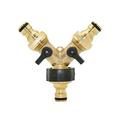 Brass Female 3/4â€� 2 way tap water splitter 5/8â€� garden tap Y Quick connector Irrigation valve Hose Pipe adapter 1pcs