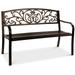 Outdoor garden courtyard steel bench Brown