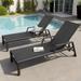 Crestlive Products Outdoor Patio Chaise Lounges Aluminum with Adjustable Back and Wheels - See Picture Set of 2 Black