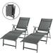 Outdoor Folding Chaise Lounge Chair Patio Textilene Reclining Lounge Chair Black-2pcs