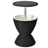 3 in 1 Cool Bar Table Beer and Wine Cooler Rattan Patio Bar Tables Black