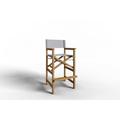 Directeur Teak Outdoor Bar Height Stool with Dura Sling Back and Seat White