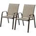 Set of 2 Patio Chairs Dining Chairs w/ Steel Frame Yard Outdoor Brown