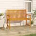 Golden acacia wood patio bench - Modern furniture