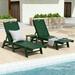 Polytrends Laguna Armless Reclining Poly Eco-Friendly Weather-Resistant Chaise with Side Table (3-Piece Set) Dark Green